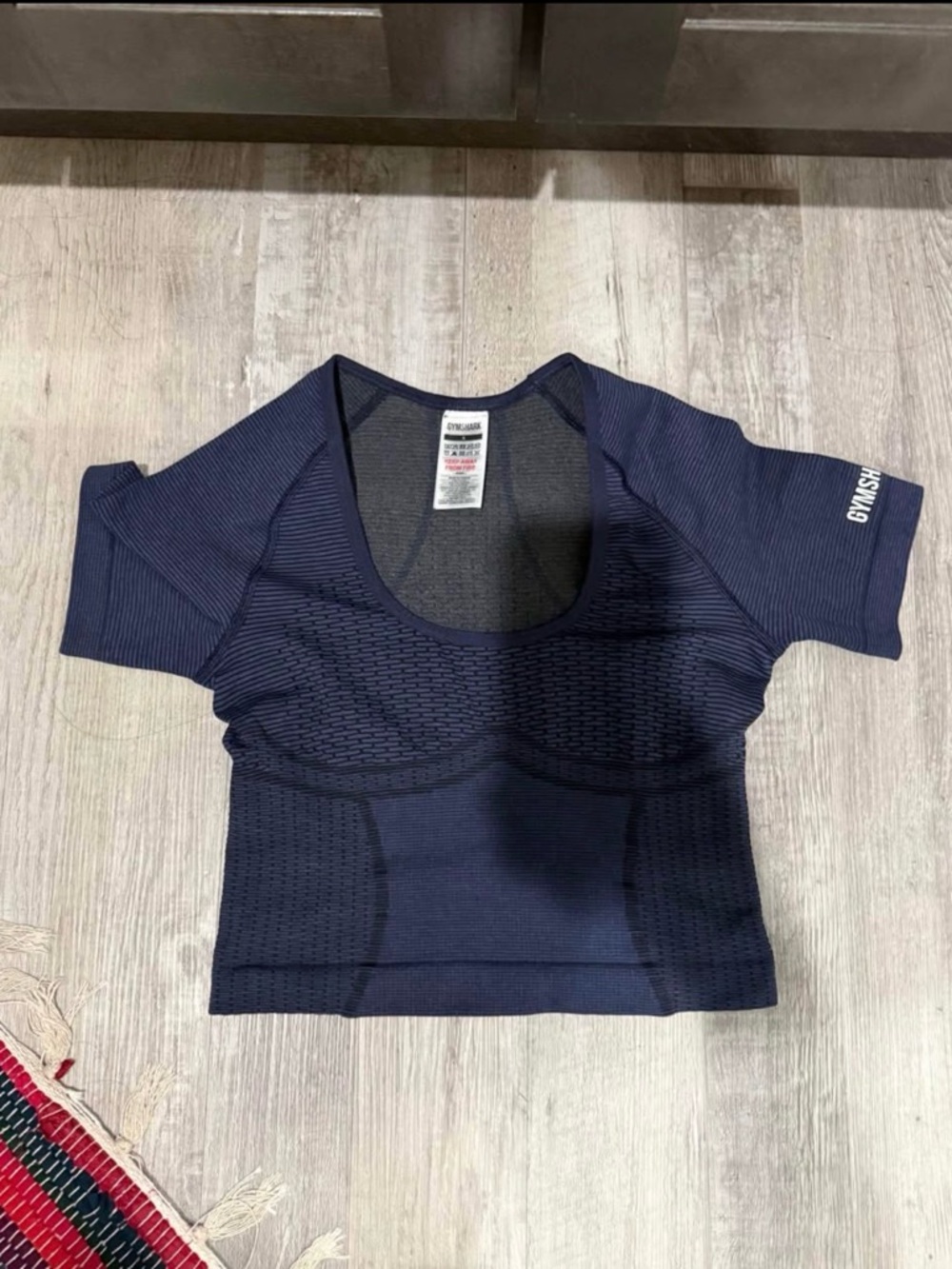Gymshark Navy Seamless Scoop Crop Top with Short Sleeves